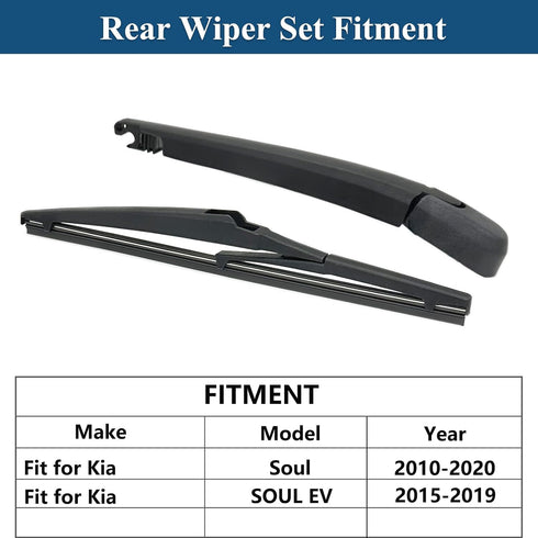 Rear Windshield Wipers Blade Arm Set for Kia Soul 2010-2019 / Kia Soul EV 2015-2019 Back Glass Wiper Arm Blade Replacements All Seasons Fit,Replac...