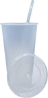Generic 24 oz Reusable Glittered Translucent Cold Cup with straw and Lid 4 Pack...