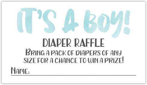 50 Blue Watercolor It’s A Boy Diaper Raffle Tickets - Boy Baby Shower Game...
