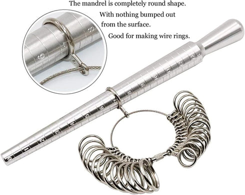 Ring Sizer Measuring Tool Ring Mandrel Measurer Finger Sizer Ring Size Gauge Measurement Tool Rings Sizing US 1-13 with Half Size...
