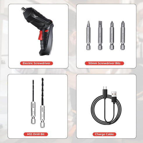 8 in 1 Electric Screwdriver Cordless Drill Rechargeable Set 3.6V Li-ion 3.5N·m Max Torque Electric Rotatable LED Light Screwdriver Multi-Angle Wor...