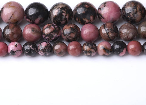 45PCS 8MM Natural Black Line Rhodochrosite Stone Beads Energy Healing Beads for DIY Jewelry Bracelet Necklace Making for Jewelry Making15Inch...