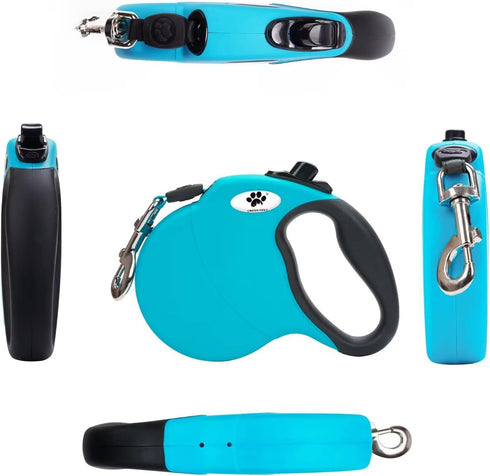 13 ft Retractable Dog Leash for Large Dogs up to 26 lbs,Tangle-Free Nylon Tape,Blue Dan S...