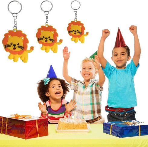 24 Pack Lion Keychains Safari Animal Keychains for Lion Themed Party Favors, Jungle Safari Party Favors, Birthday Party Bag Fillers, School Carniv...
