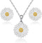 EVEVIC Rose Flower Necklace Earrings Set for Women 18K Gold Plated Hypoallergenic Jewelry Sets (White Daisy/Silver-tone)...