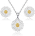 EVEVIC Rose Flower Necklace Earrings Set for Women 18K Gold Plated Hypoallergenic Jewelry Sets (White Daisy/Silver-tone)...