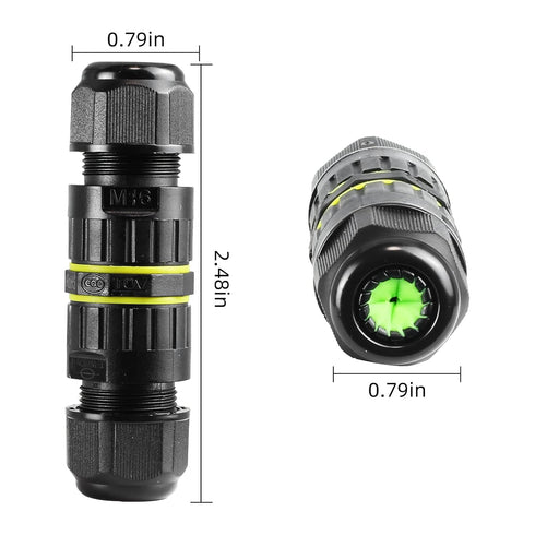 5-Pack IP68 Waterproof 2 Way 3-Core Junction Box Electrical Cable Connector, M16 Wire Range(3.5-10mm), Wire Connector for Outdoor Quick Repair Ext...