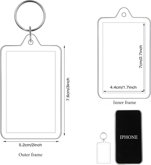Yaomiao Acrylic Photo Frame Keychain Holder Photo Picture Insert Blank Keyring for DIY Craft(2 x 3 Inch,15 Pieces)...