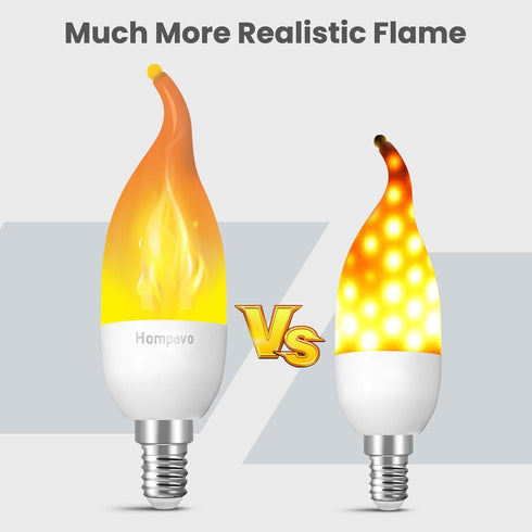 Hompavo ?Upgraded? LED Flame Light Bulbs, 3 Modes Flickering Light Bulbs, E12 Chandelier Base Candle Fire Light Bulb for Halloween Christmas Party...