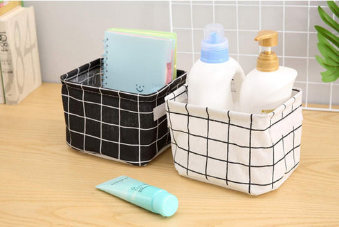 AARAINBOW 3 Packs Storage Basket Bins Canvas Mini Storage Cubes Storage Basket for Makeup, Toys Liners, Books Storage Baskets with Handles for She...
