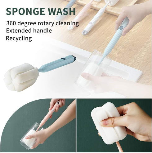Bottle Soft Brush -2Pcs Sponge Bottle Brush Soft and Easy to Clean, Baby Bottle Sponge Brush Can Effectively Remove The Stain Residue On The Botto...