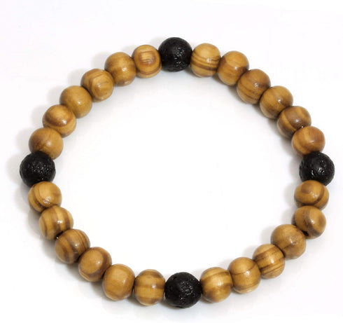 MILAKOO 4Pcs Lava Rock Stone Beads Essential Oil Diffuser Bracelet for Men Women Wood Beads Bracelet...