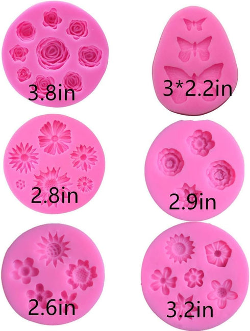 Flower Fondant Cake Silicone Mould Flower and Butterfly Candy Molds - for Cake Decoration,Chocolate Fudge, Polymer Clay, Soap, Confectionery Proje...
