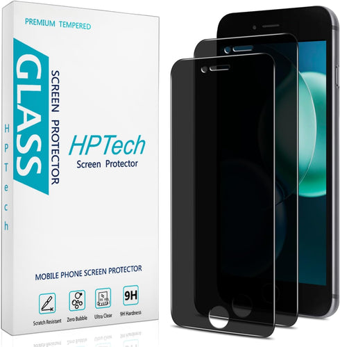 HPTech (2 Pack) Privacy Screen Protector Designed for iPhone SE 3, SE 2022, iPhone SE 2, SE 2020 4.7-inch Anti-Spy Tempered Glass, Anti Scratch, B...