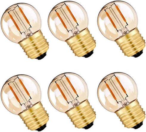 G40 G14.5 E26 LED Bulb Amber 1W Low Watt Edison Bulb 10 Watt Warm White 2200K Vintage LED Globe Night Light Bulb for Ceiling Fan, Chandelier, Vani...