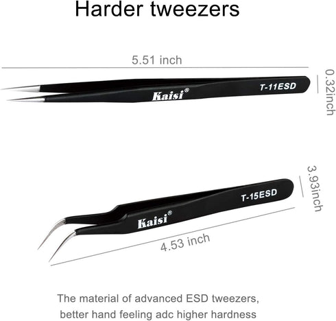 Kaisi Professional Electronics Opening Pry Tool Repair Kit with Metal Spudger Non-Abrasive Nylon Spudgers and Anti-Static Tweezers for Cellphone i...