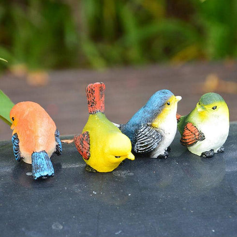 Zerodis Miniature Bird Decorative Figurines, Pack of 4 Resin Birds Animal Figurine Decoration Mini Simulation Cute Garden Statue Birds Figures Dec...