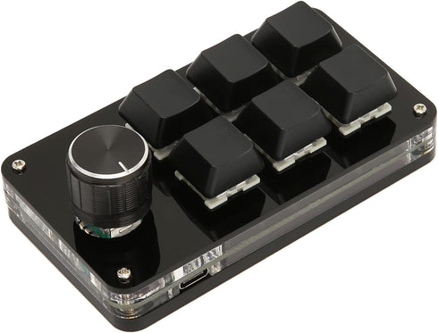 Diyeeni Mini 6 Key Keypad, Mechanical Gaming Keyboard, Portable One Handed USB Macro Keypad with Knob, Easy to Operate, for Music, Media, Industri...