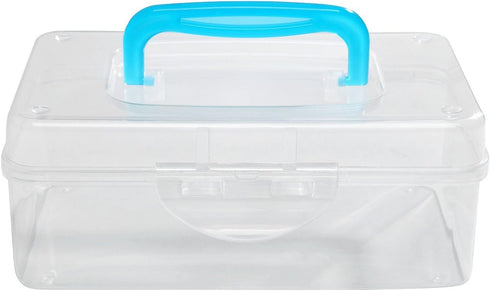 MyGift 7 Inch Multi Purpose Mini Clear Plastic Travel Storage Box, Portable Transparent Container Bin - Blue...