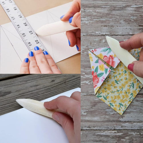 DEEDYGO 2 PCS 100% Real Bone Folder Scoring Folding Creasing Origami Paper Creaser Crafting Scrapbooking Tool for DIY Handmade Leather Burnishing,...
