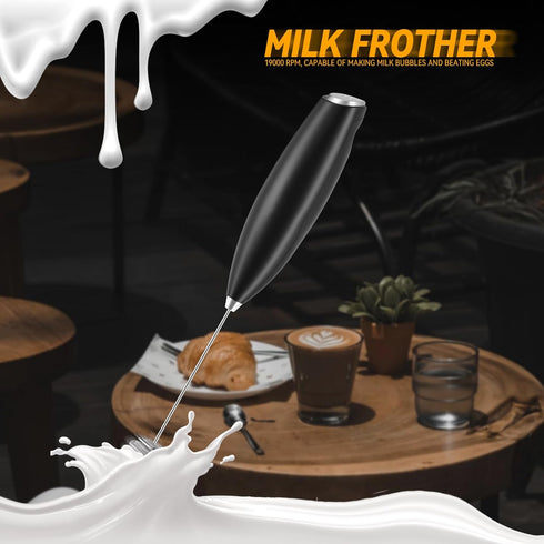 Milk Frother Handheld Battery supply strike Maker for Lattes, Electric Drink Mixer with 2 Whisks for Bulletproof Coffee, Mini Foamer for Cappuccin...