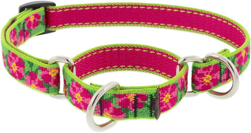 Lupine Small Martingale Dog Collar 3/4" wide Petunias Adjusts from 10" to 14"...