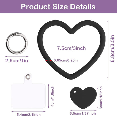 Heart Loop Phone Lanyard, Smart Phone Hand Wrist Lanyard Strap with Key Chain Holder Compatible with Most Smartphones for Cell Phone Case Keys ID ...