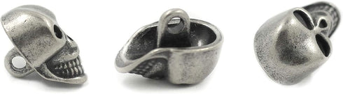 Bezelry 12 Pieces Small Skull Gray Silver Buttons. 16mmX10mm. (Gray Silver)...