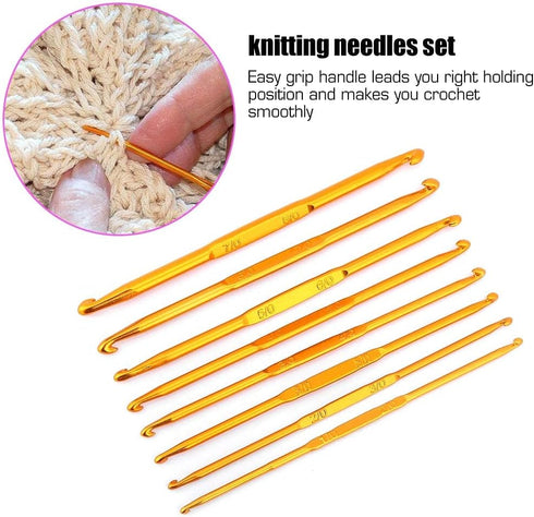 Oumefar Golden Double Ended Crochet Kit Alumina Crochet Knitting Needle Kit...