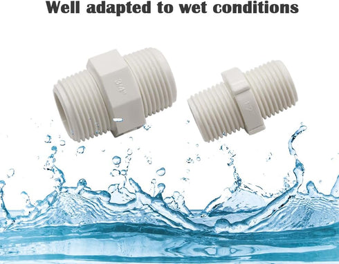 12PCS 3/4 Inch PVC Pipe Fitting Hex Nipple G3/4 Male X G3/4 Male Coupling Adaptor of Thread Plumbing PIPE Connection HE023-3/4...