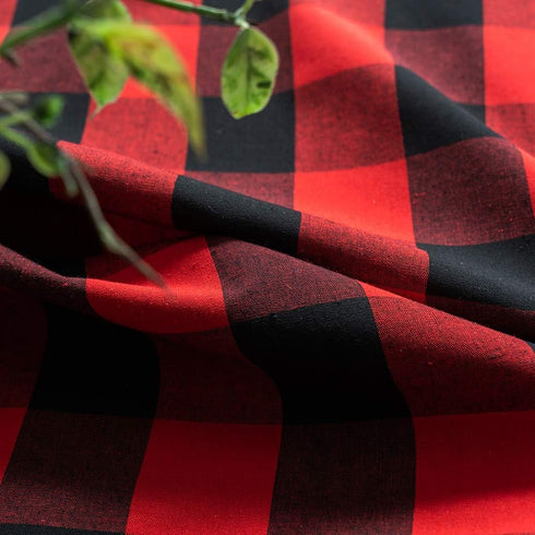 Cafe Curtains 36 inches Long Buffalo Plaid Kitchen Tiers 2 Panels Rod Pocket Gingham Check Short Small Window Curtains Bathroom Red & Black...