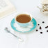 Cup& Saucer Set Bone China Porcelain Tea Coffee Cup for Breakfast Afternoon Tea- Blue Stripe Pattern (1)...