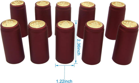 Heat Shrink Capsules, 100 Pcs Wine Brewing Caps Matte Surface Oriental Red For Professional and Home Use...
