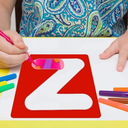 Karty Alphabet Letter Stencil Set for Kids and Adults - Painting, Lettering and Drawing Templates - Large Plastic ABC Stencils for Protest Posters...