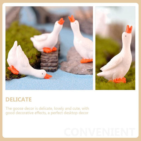 ARTIBETTER Miniature Goose Figurine 6pcs Miniature Goose Figurine White Goose Statue Fairy Tale Garden Animal Accessories Cake Toppers Sculpture f...