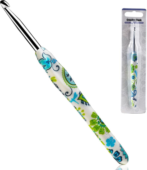 5.5mm Looen Crochet Hook, Ergonomic Handle for Arthritic Hands, Soft Rubber Grip Extra Long? Knitting Needles for Crochet Beginners, Knitting Enth...