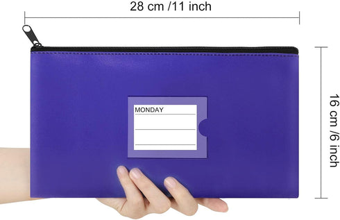 4 Pack Bank Deposit Money Bag, Heavy Duty Leatherette Security Zipper Wallet with Clear Window, Coin Bag, Cash Bag, Tool Pouch, Assorted Colors (4...