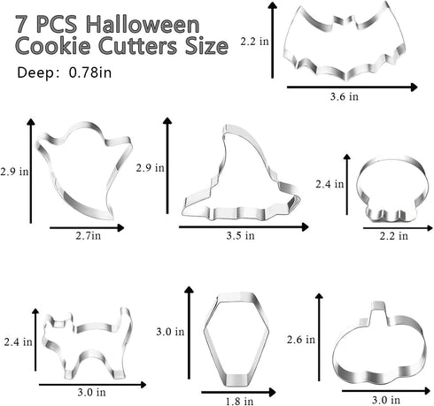 Halloween Cookie Cutter Set,7 Piece Stainless Steel Cookie Cutters for Baking...