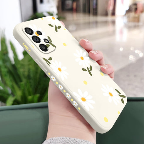 for Samsung Galaxy A53 5G Case Side Creative Design Soft Silicone Drop Protective Flower Case for Samsung A53 5G-Daisy White...
