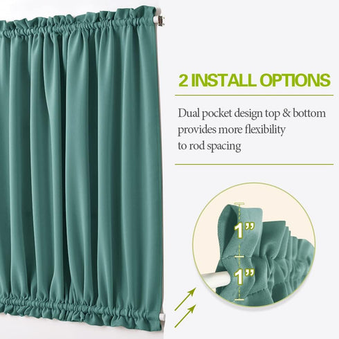 PONY DANCE Sidelight Door Curtain - Rod Pocket Blackout Panels Window Curtain Drapery Privacy Protect for Sliding Glass French Door with Bonus Tie...