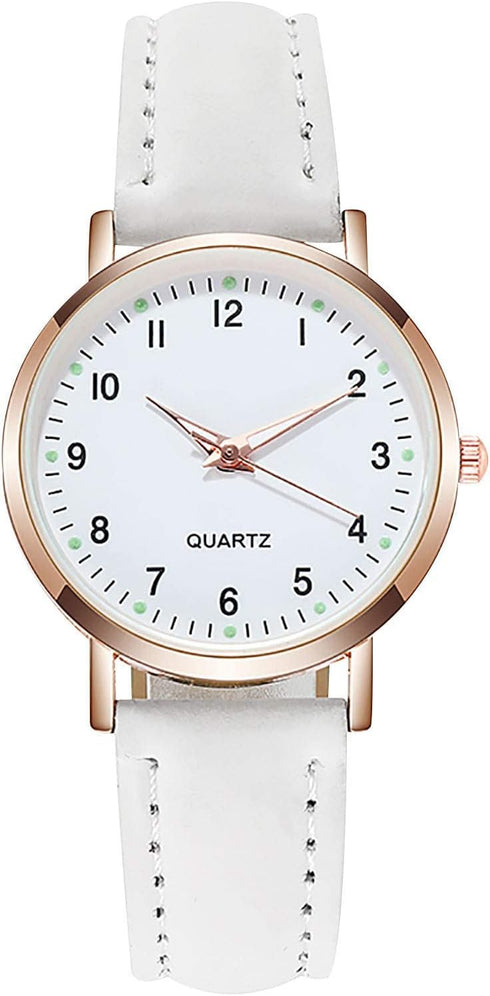 Classic Women's Wrist Watches with Easy-to-Read Luminous Dial, Quartz Movement and Leather Band - Vintage Small Face Round Watches for Ladies...
