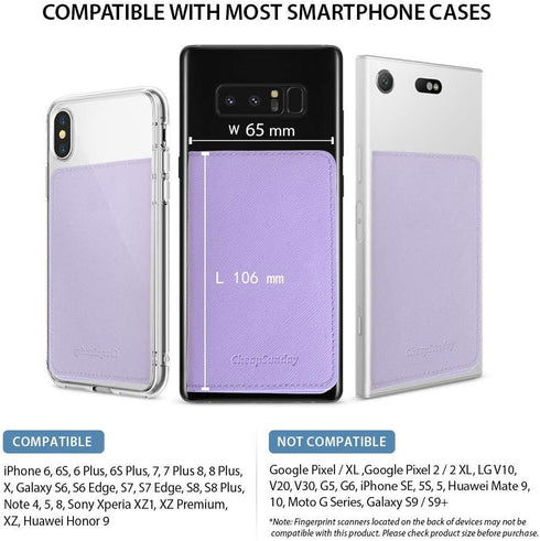 ID Card Holder for Back of Phone Leather Phone Wallet Stick On with Stand Flip Waterproof Leather Adhesive Wallet for Most Cellphones (Lavander)...