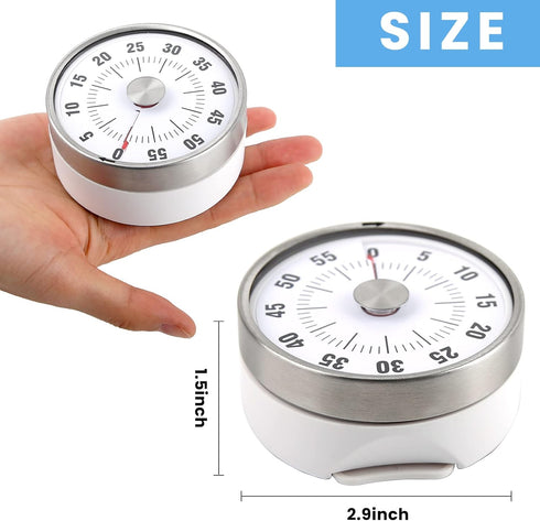 Visual Timer with Bracket, Chef Cooking Timer Clock with Loud Alarm, No Batteries Required, 100% Mechanical - Magnetic Backing, Exquisite Stainles...