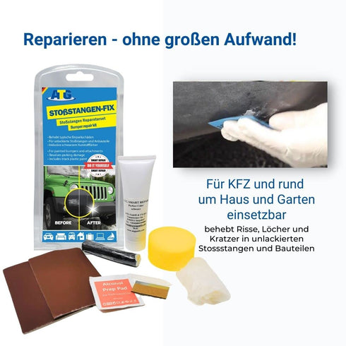 ATG® Car Bumper Repair Kit Black - Plastic Bumper Scratch Repair Kit - Dye Included - Suitable for unsealed and unpainted Guards...