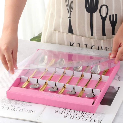 Buyer Star 8 Pack Long Handle Spoon Set 7.87 Inch Ice Tea Spoon Set Stainless Steel 18/10 Gradual Change Gold Cocktail Stirring Spoon Set in Pink ...
