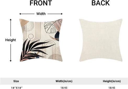 Mid Century Boho Pillow Covers 18x18 Set of 2, Modern Tropical Leaf Outdoor Decorations Throw Pillow Covers Bohemian Farmhouse Decorative Linen Cu...