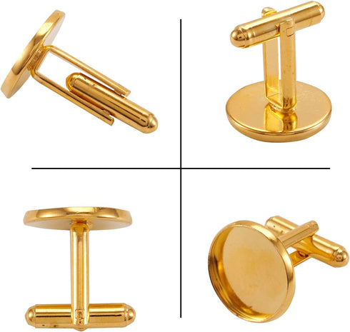 Pandahall 20pcs Brass Men's Cufflinks Cuff Button Cabochons Frame Tray Bezel Cufflink Blanks Setting Tray: 16mm/0.63inch Golden...