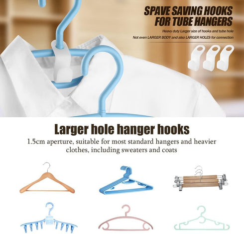 Clothes Hanger Connector Hooks, 50pcs Extra Large Size Space Saving Hanger Connector Hooks for Plastic Hangers Hooks, Closet Cascading Clothes Han...