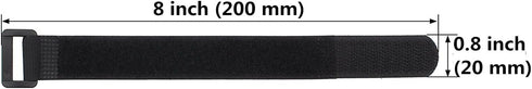 50-PCS Black Hook and Loop Reusable Fastening Cable Tie Down Straps- 0.8" x 8"...