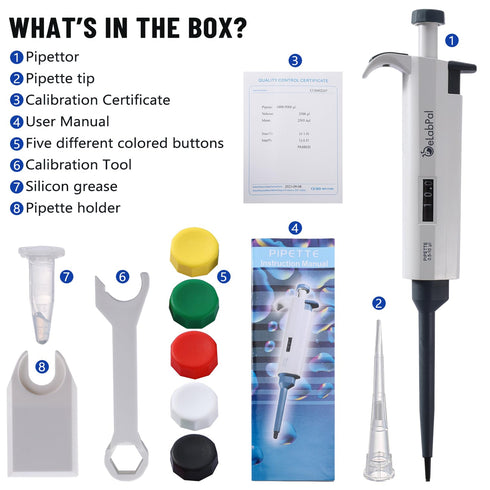 0.5-10?l Adjustable Volume Pipette, Lab Single Channel Micropipette, 10?l High Precision Pipettor Autoclavable...